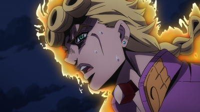 Giorno's throat is carved out by Baby Face