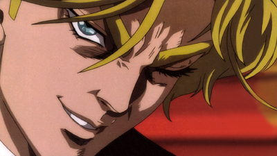 Dio preparing to attack Jonathan at the stairs.