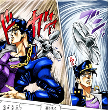 Jotaro attacked by one of Strength's fans