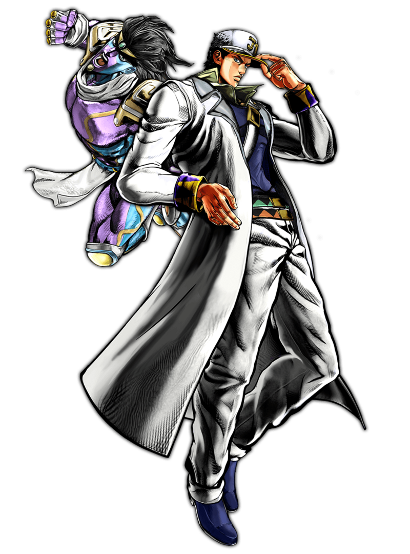 Jotaro kujo with 'the world' stand, ready for battle