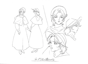 Body perspective model sheet of the woman who was with Dario from the Phantom Blood movie