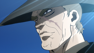 Speedwagon's first appearance in Part 2 as an old man