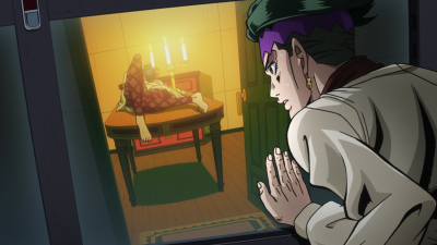 Rohan spots an illusion of Yoshikage Kira killing his wife