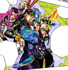 Diver Down phasing into Jolyne & Co. bodies to absorb potential damage
