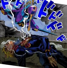 Tracking Giorno through his bullet wounds in the fight against Squalo's Clash