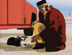 Avdol gives him gum, promising to return him home once the fight with DIO is over (Ep. 11)