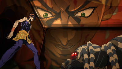 Formaggio traps Narancia in a bottle with a spider