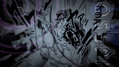 Jotaro Kujo uses Star Platinum to punch away DIO’s knives from Chapter 258