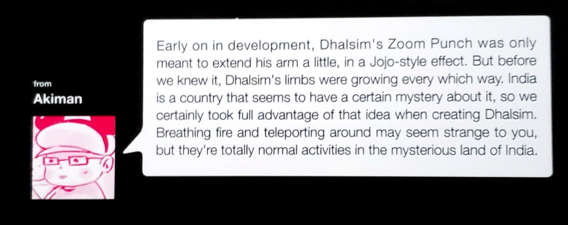 Comment from Akiman in Dhalsim's bio. (Street Fighter X Tekken Artworks)