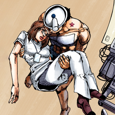Josuke carrying Holy in her unconscious state