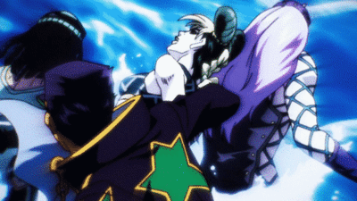 Jotaro and Star Platinum's desperate last assault on Enrico Pucci, who swiftly avoids the attack