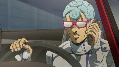 Ghiaccio talking to Risotto on the phone