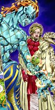 Gyro's Steel Ball spins on Diego's arm