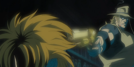 Attempts sneakily shoot DIO in the back of his head