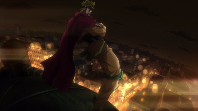 DIO gazes upon Cairo from the top of his mansion