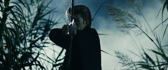 Keicho readying to shoot Anjuro with the Bow and Arrow