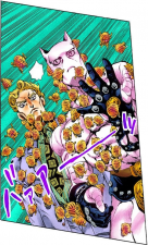 Harvest swarming Kira and his Stand, Killer Queen