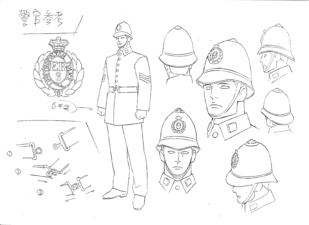 Phantom Blood Movie Police Officer Heads/Body of Perspective Model Sheet