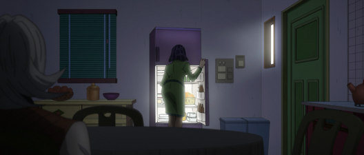 Terunosuke hidden in Tomoko's kitchen