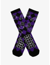 Jotaro Hand Checkered Crew Socks