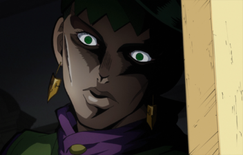 Rohan's first appearance, giving a creepy glare