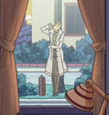 Kinoto can be seen out of Rohan's studio window before coming to his door.
