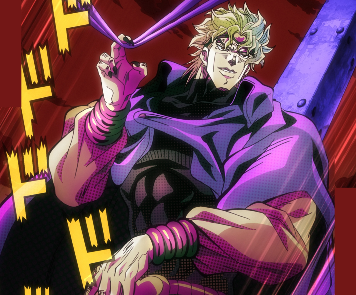 He's just standing there.MENACINGLY!!!, JoJo's Bizarre Adventure