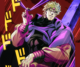 DIO poses menacingly on a rooftop