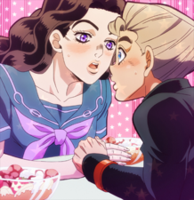 Yukako and Koichi both blushing.
