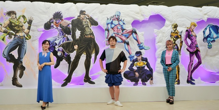 Matsuzawa with Fairouz Ai and Kazuyuki Okitsu at Anime 10th Anniversary Exhibition