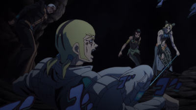 Versus in shock as Jolyne and Ermes confront him unscathed