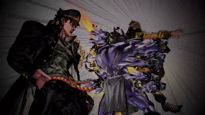 Star Platinum beating up his foe in the GHA