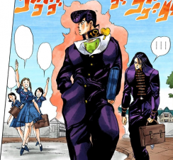 Watching his Stand, disguised as Josuke, attract the attention of girls