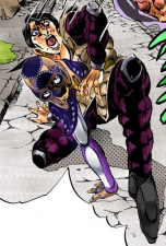 Panicking when he sees Giorno's infection