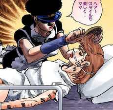 Nijimura caring for her mother Holy Joestar-Kira