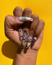 Megan's nail art of the Stardust Crusaders in a now-deleted Instagram post from 2020