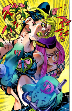 Uprooting the plants in Jolyne