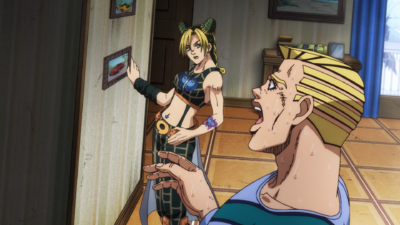 Finding Jolyne in his house suddenly after her jailbreak