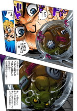Gold Experience turning Koichi's luggage into a frog