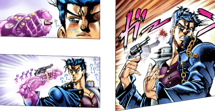 Star Platinum catches a bullet