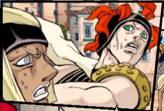 Tizzano and Squalo as they appear in one of the Story Dramas in GioGio's Bizarre Adventure