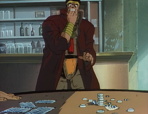 Panicking because he's unsure about Jotaro having a good deck of cards D'Arby