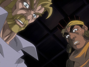 Himself & Avdol in awe at how Star Platinum Sketches the Aswan Fly