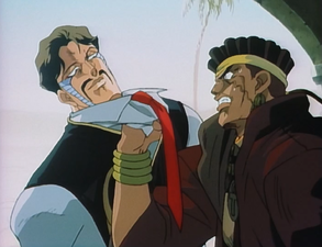 Avdol angrily scruffs D'arby by his shirt and aks why his stand stole Polnareff's soul