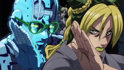 Jolyne entering a fighting stance in preparation to fight Viviano Westwood
