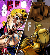 Baby Face tears out a piece of Giorno and Gold Experience's throats
