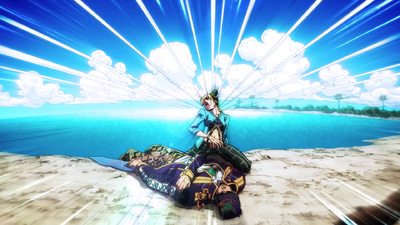Jolyne yells out as her CPR on Jotaro fails