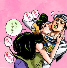 Tentando beijar Josuke, achando que ele é Josefumi