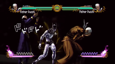 Pucci creates an illusion to the opponent as a counter attack
