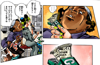 Sucking up to Jolyne after being bribed